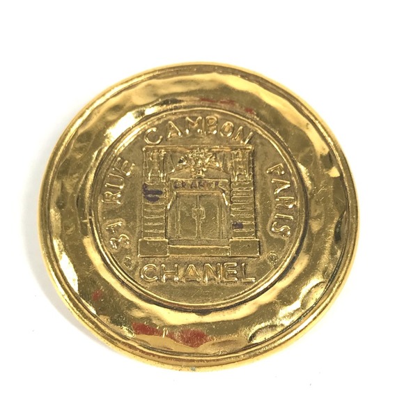 Chanel Vintage Round Cambon Retro Accessories Small Items Brooch Gold - Picture 1 of 10